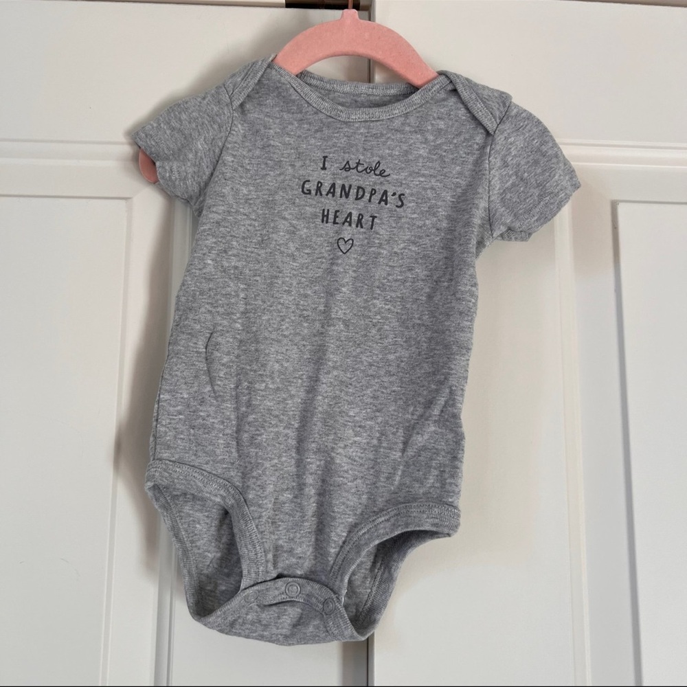Carter's Gray Heathered Bodysuit Soft Cotton Snap Closure
